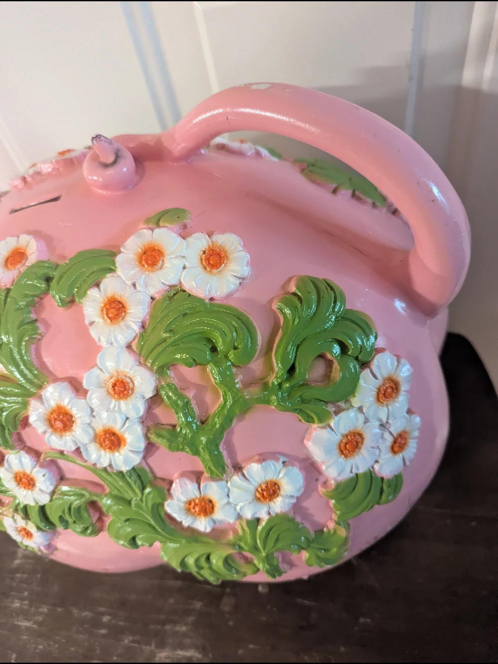 Vintage 1976 Pink Floral Ceramic Pig Piggy Bank - Picture 7 of 16